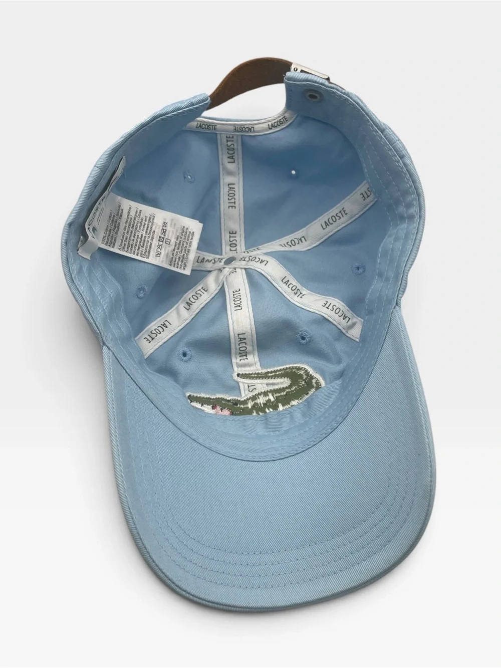 Lacoste Big Croc Embroidered Baseball Cap Light Baby Blue Dad Hat One Size